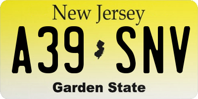 NJ license plate A39SNV