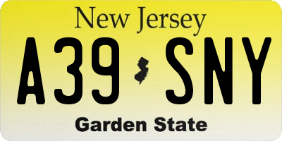 NJ license plate A39SNY