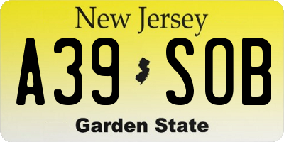 NJ license plate A39SOB