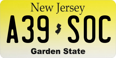 NJ license plate A39SOC