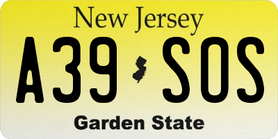 NJ license plate A39SOS