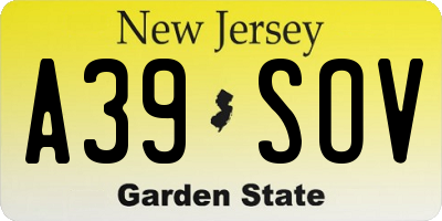 NJ license plate A39SOV
