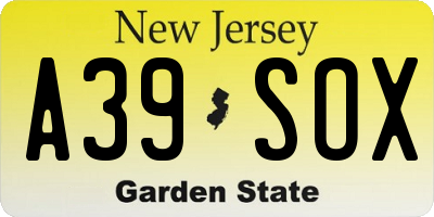 NJ license plate A39SOX