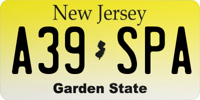 NJ license plate A39SPA