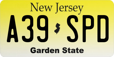 NJ license plate A39SPD