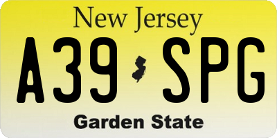 NJ license plate A39SPG