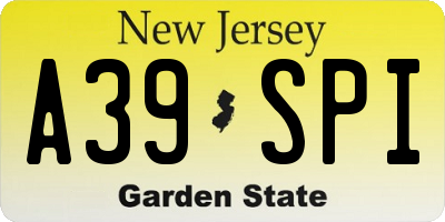 NJ license plate A39SPI