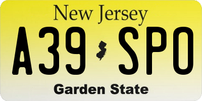 NJ license plate A39SPO