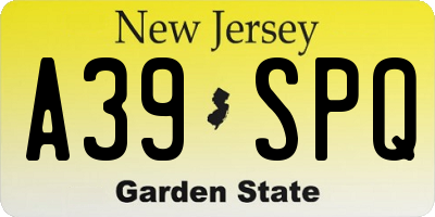 NJ license plate A39SPQ
