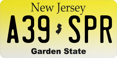 NJ license plate A39SPR