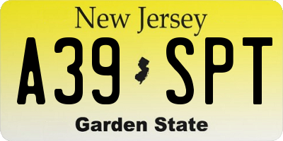 NJ license plate A39SPT