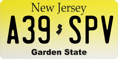 NJ license plate A39SPV