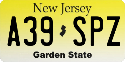 NJ license plate A39SPZ