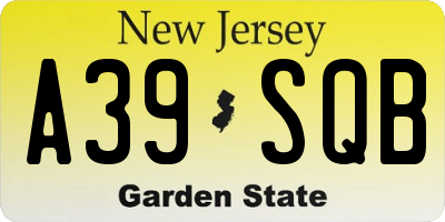 NJ license plate A39SQB