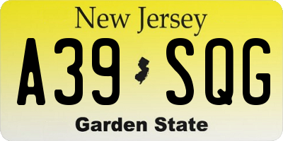 NJ license plate A39SQG
