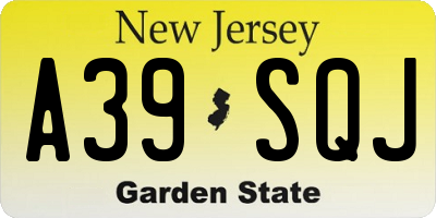 NJ license plate A39SQJ
