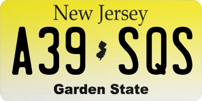 NJ license plate A39SQS
