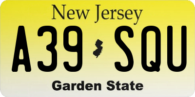 NJ license plate A39SQU
