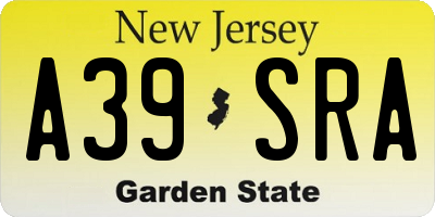 NJ license plate A39SRA