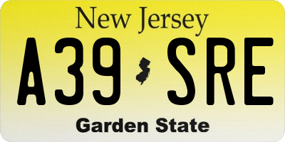 NJ license plate A39SRE