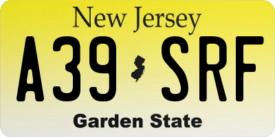 NJ license plate A39SRF