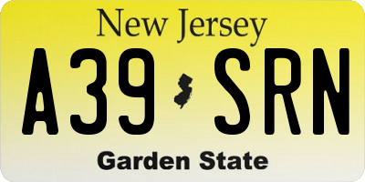 NJ license plate A39SRN