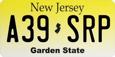 NJ license plate A39SRP