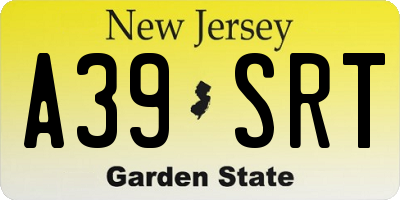 NJ license plate A39SRT
