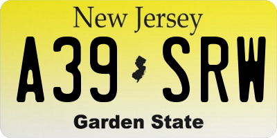 NJ license plate A39SRW