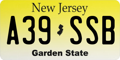 NJ license plate A39SSB