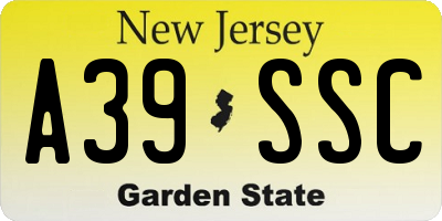 NJ license plate A39SSC
