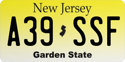 NJ license plate A39SSF
