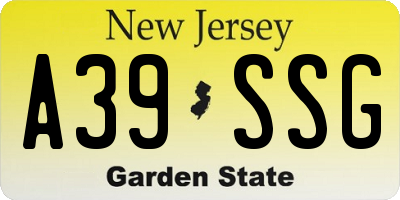 NJ license plate A39SSG
