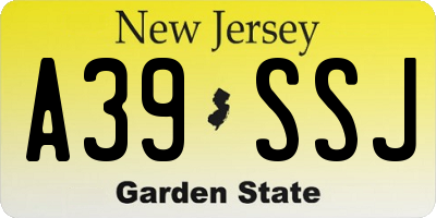 NJ license plate A39SSJ