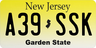 NJ license plate A39SSK