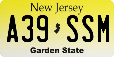 NJ license plate A39SSM