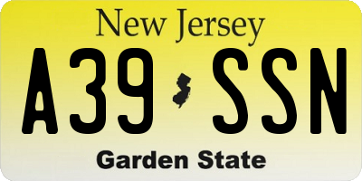 NJ license plate A39SSN