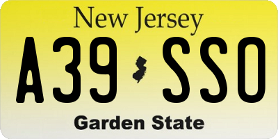 NJ license plate A39SSO