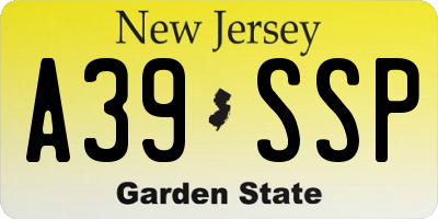 NJ license plate A39SSP