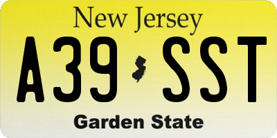 NJ license plate A39SST