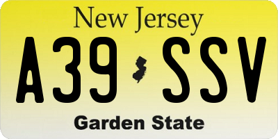 NJ license plate A39SSV