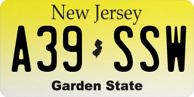 NJ license plate A39SSW