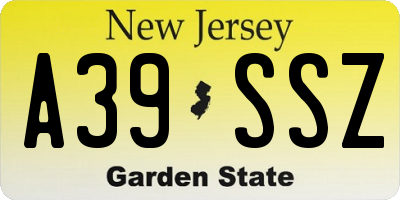 NJ license plate A39SSZ