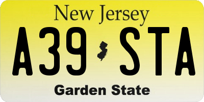 NJ license plate A39STA