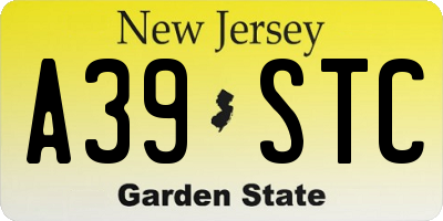 NJ license plate A39STC