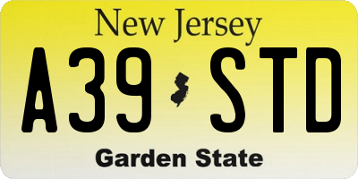 NJ license plate A39STD