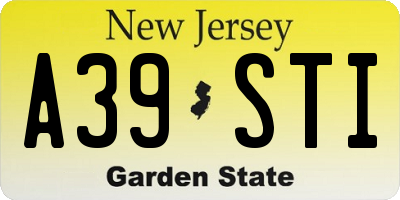 NJ license plate A39STI