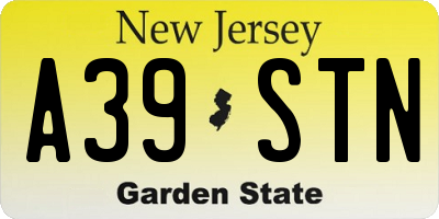 NJ license plate A39STN