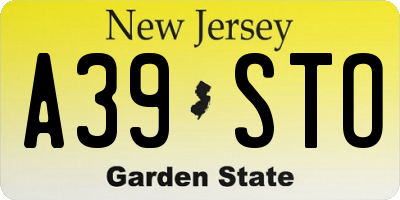 NJ license plate A39STO