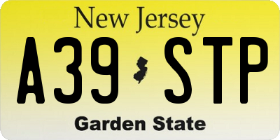 NJ license plate A39STP